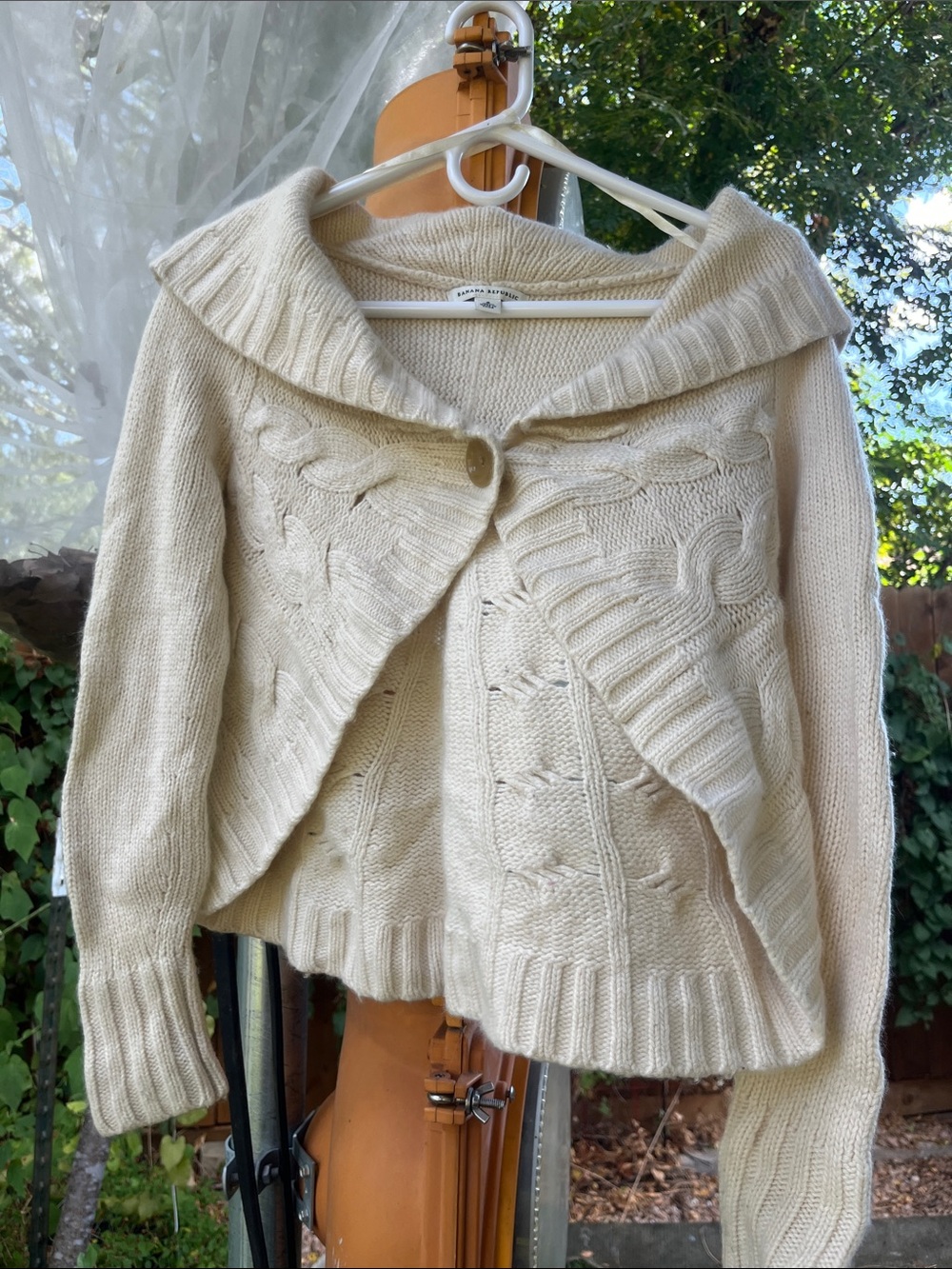 Banana Republic Wool Angora Cashmere Shrug Cardigan Cream S